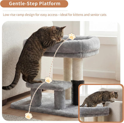 Cat Tree with Toy, 43.3 inch Cat Tower for Indoor Cats HCT004SGR | Cat Condo with Durable Sisal Scratching Posts, Cat House with Padded Plush Perch, Cozy Hammock, Green