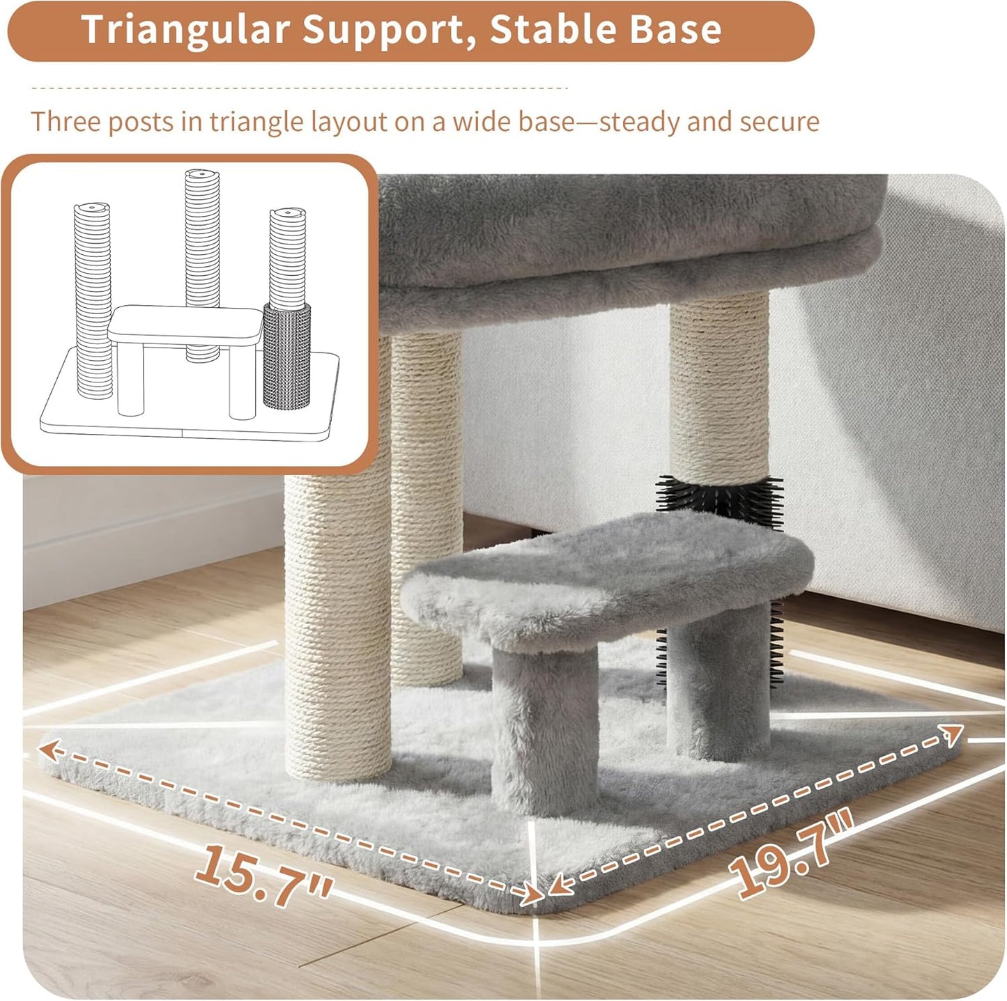 Cat Tree with Toy, 43.3 inch Cat Tower for Indoor Cats HCT004SGR | Cat Condo with Durable Sisal Scratching Posts, Cat House with Padded Plush Perch, Cozy Hammock, Green