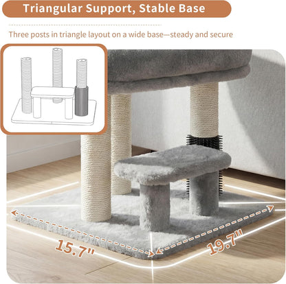 Cat Tree with Toy, 43.3 inch Cat Tower for Indoor Cats HCT004SGR | Cat Condo with Durable Sisal Scratching Posts, Cat House with Padded Plush Perch, Cozy Hammock, Green
