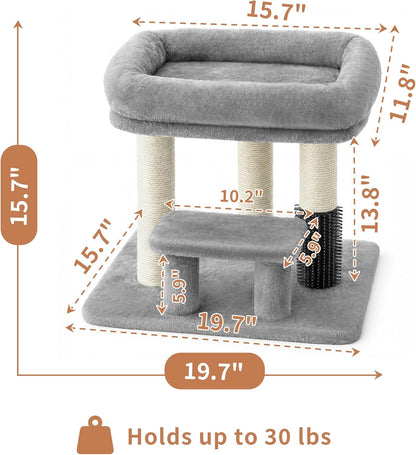 Cat Tree with Toy, 43.3 inch Cat Tower for Indoor Cats HCT004SGR | Cat Condo with Durable Sisal Scratching Posts, Cat House with Padded Plush Perch, Cozy Hammock, Green