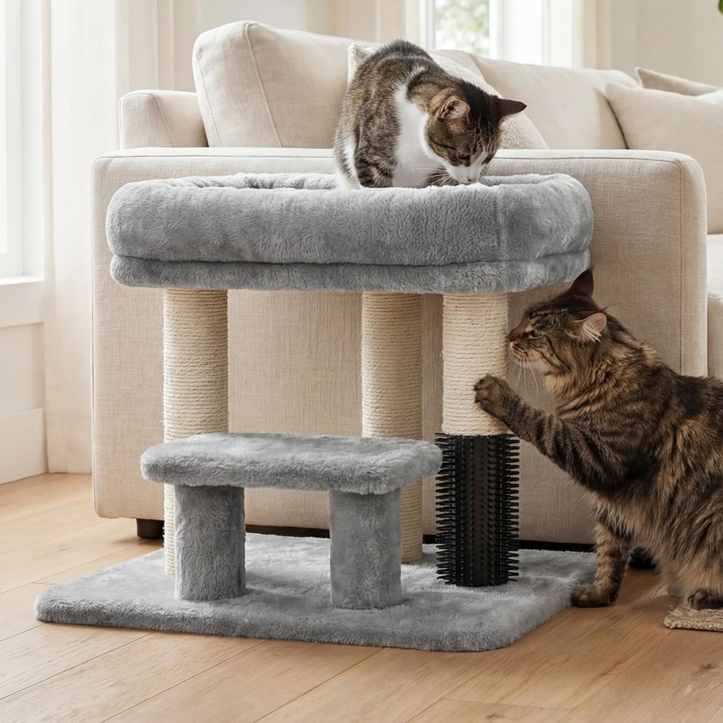 Cat Tree with Toy, 43.3 inch Cat Tower for Indoor Cats HCT004SGR | Cat Condo with Durable Sisal Scratching Posts, Cat House with Padded Plush Perch, Cozy Hammock, Green