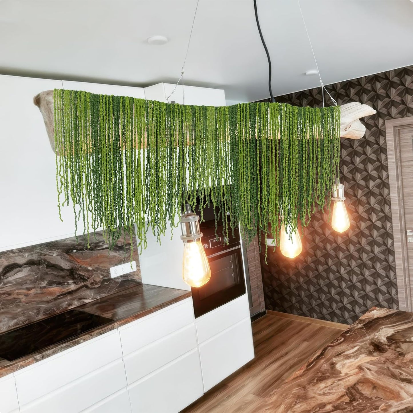 60 Pcs Hanging Moss Vines Faux Moss Garland for Decorating Plants Artificial Amaranthus Hanging Flowers 59-63 Inch Fake Mossy Rope for Crafts Wedding Arch Floral Arrangment Wall Hanging Mantle