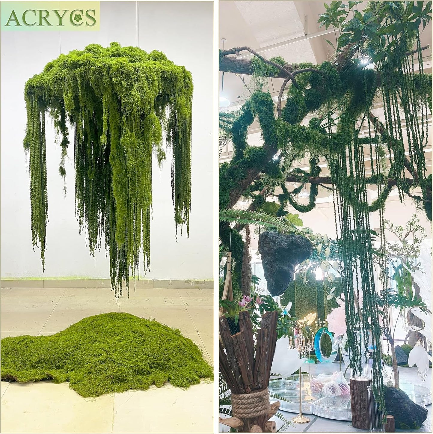 60 Pcs Hanging Moss Vines Faux Moss Garland for Decorating Plants Artificial Amaranthus Hanging Flowers 59-63 Inch Fake Mossy Rope for Crafts Wedding Arch Floral Arrangment Wall Hanging Mantle