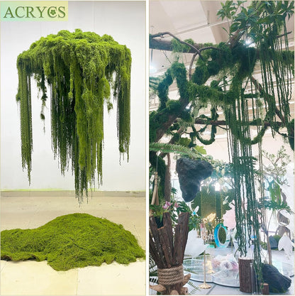 60 Pcs Hanging Moss Vines Faux Moss Garland for Decorating Plants Artificial Amaranthus Hanging Flowers 59-63 Inch Fake Mossy Rope for Crafts Wedding Arch Floral Arrangment Wall Hanging Mantle