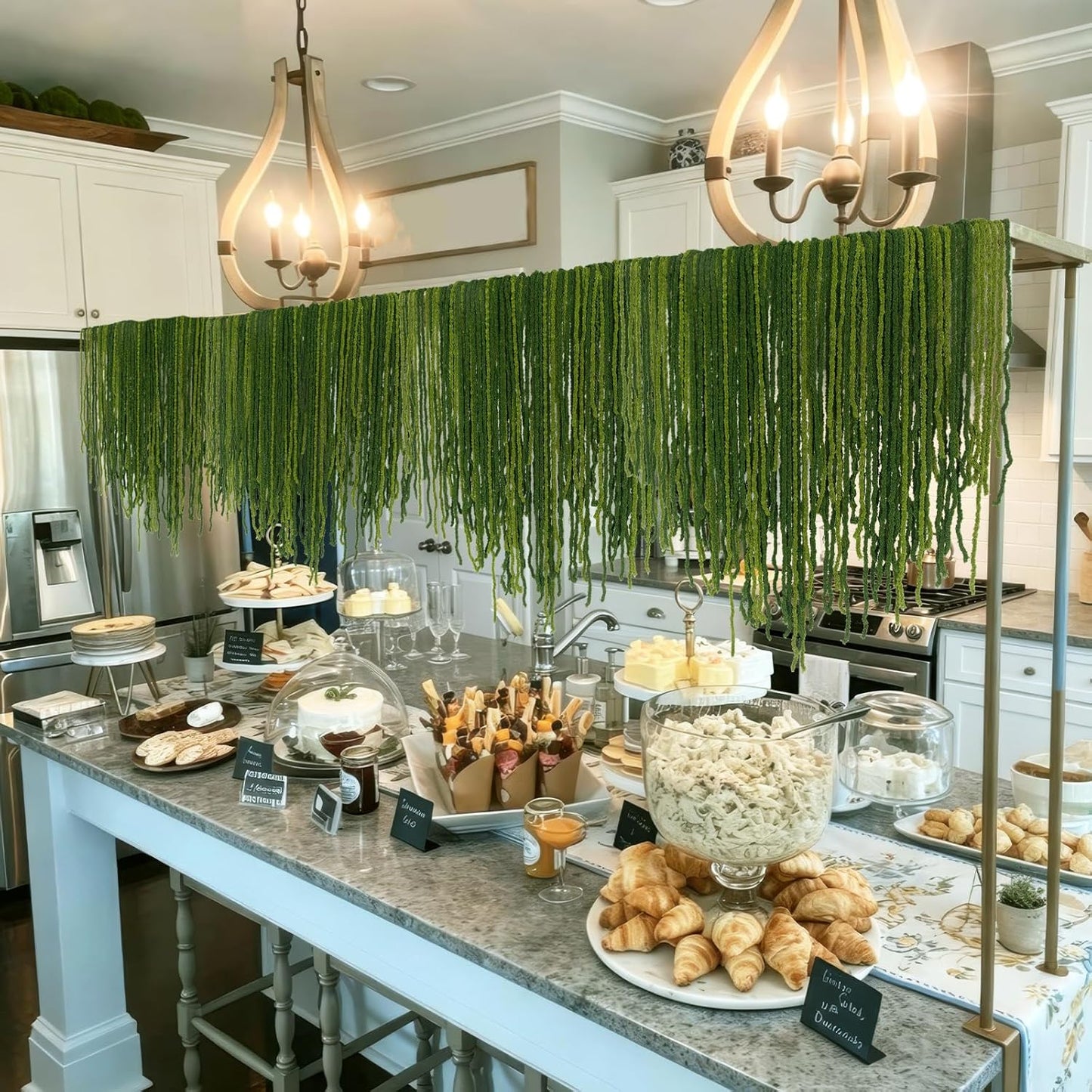 60 Pcs Hanging Moss Vines Faux Moss Garland for Decorating Plants Artificial Amaranthus Hanging Flowers 59-63 Inch Fake Mossy Rope for Crafts Wedding Arch Floral Arrangment Wall Hanging Mantle