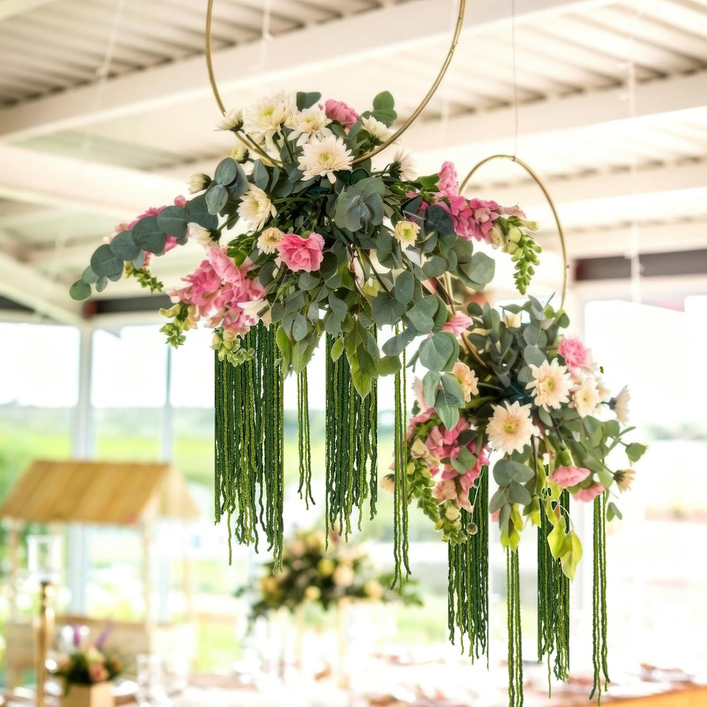 60 Pcs Hanging Moss Vines Faux Moss Garland for Decorating Plants Artificial Amaranthus Hanging Flowers 59-63 Inch Fake Mossy Rope for Crafts Wedding Arch Floral Arrangment Wall Hanging Mantle
