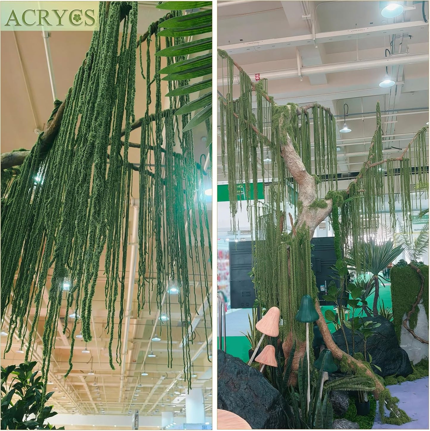 60 Pcs Hanging Moss Vines Faux Moss Garland for Decorating Plants Artificial Amaranthus Hanging Flowers 59-63 Inch Fake Mossy Rope for Crafts Wedding Arch Floral Arrangment Wall Hanging Mantle