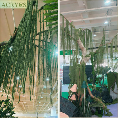60 Pcs Hanging Moss Vines Faux Moss Garland for Decorating Plants Artificial Amaranthus Hanging Flowers 59-63 Inch Fake Mossy Rope for Crafts Wedding Arch Floral Arrangment Wall Hanging Mantle