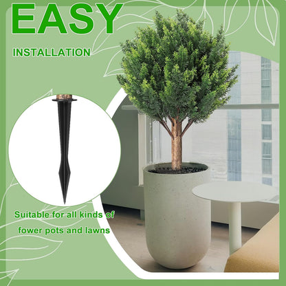 24''Artificial Flowers for Outdoors,2 Pack Topiary Ball Trees Fake Outdoor Plants with Ground Spike,UV Resistant Faux Shrubs for Garden,Porch,Front,Patio,Pink Crabapple Blossoms