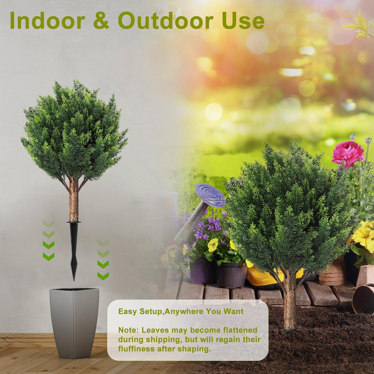 24''Artificial Flowers for Outdoors,2 Pack Topiary Ball Trees Fake Outdoor Plants with Ground Spike,UV Resistant Faux Shrubs for Garden,Porch,Front,Patio,Pink Crabapple Blossoms