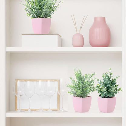 2 Pack Fake Plants in Pot Small Artificial Eucalyptus Potted Plant Faux Rosemary in Pot Greenery for Home Decor Indoor Office Shelf Table Desk Bathroom Decoration (Blue-2)