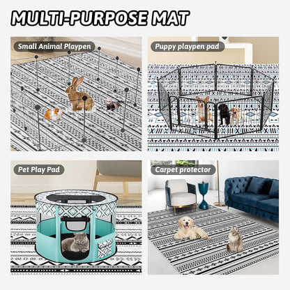 79" X 55" Washable Bunny Cage Liners Large Rug for Rabbits Large Non Slip Pad for Bunnies, Rabbit Playpen Mat for Chinchillas Cats Guinea Pigs Ferrets Dogs