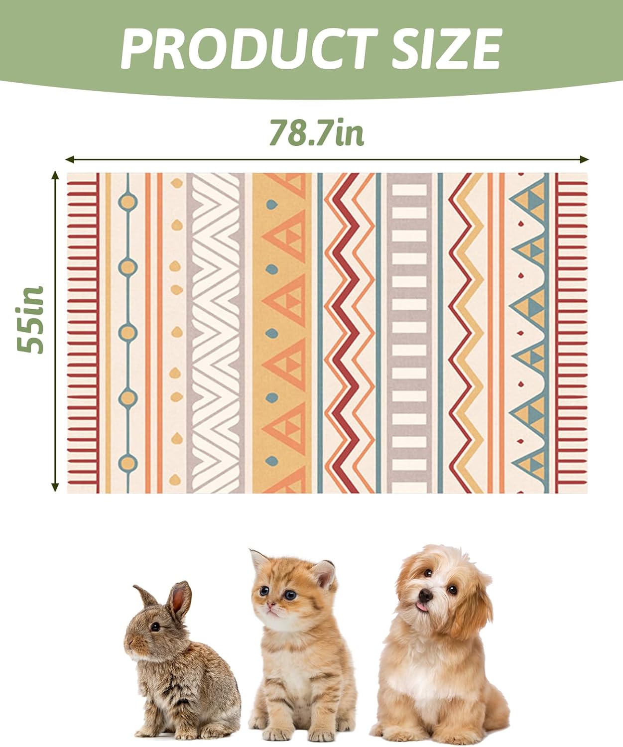 79" X 55" Washable Bunny Cage Liners Large Rug for Rabbits Large Non Slip Pad for Bunnies, Rabbit Playpen Mat for Chinchillas Cats Guinea Pigs Ferrets Dogs