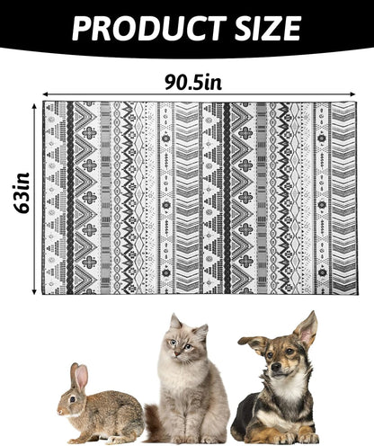 79" X 55" Washable Bunny Cage Liners Large Rug for Rabbits Large Non Slip Pad for Bunnies, Rabbit Playpen Mat for Chinchillas Cats Guinea Pigs Ferrets Dogs