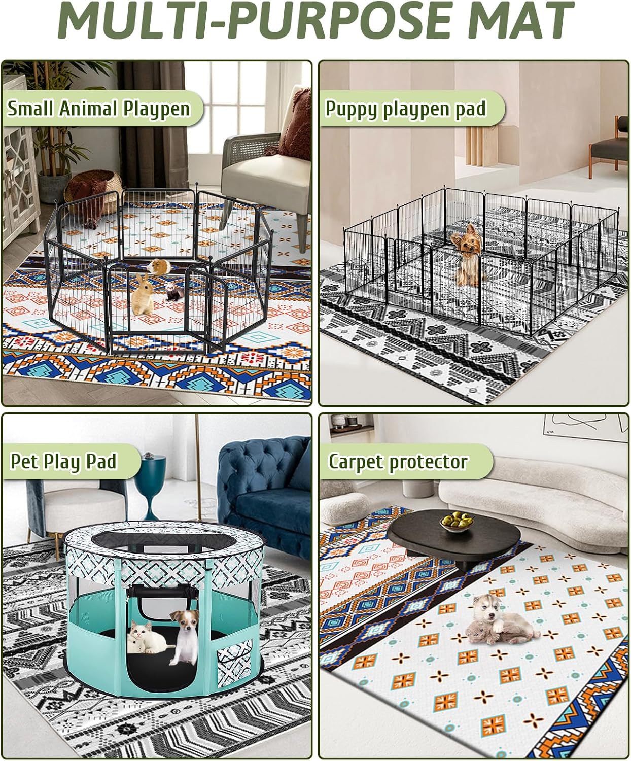 79" X 55" Washable Bunny Cage Liners Large Rug for Rabbits Large Non Slip Pad for Bunnies, Rabbit Playpen Mat for Chinchillas Cats Guinea Pigs Ferrets Dogs