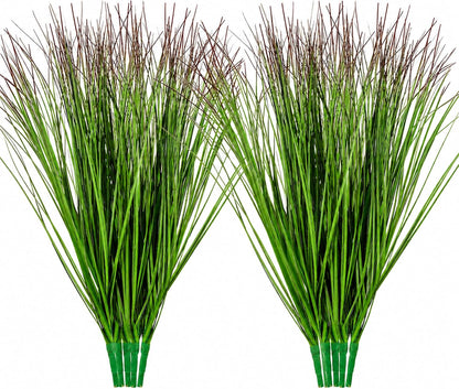 10 Pcs Artificial Onion Grass, 37cm Faux Shrubs Wheat Grass, Green | Fake Tall Gras Greenery Stems for Home Decor Indoor Outdoor Patio Garden Porch UV Resistant