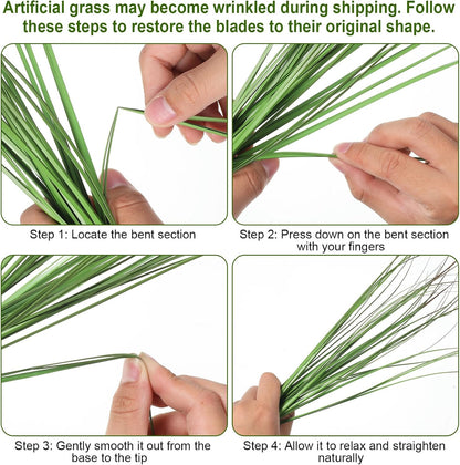 10 Pcs Artificial Onion Grass, 37cm Faux Shrubs Wheat Grass, Green | Fake Tall Gras Greenery Stems for Home Decor Indoor Outdoor Patio Garden Porch UV Resistant