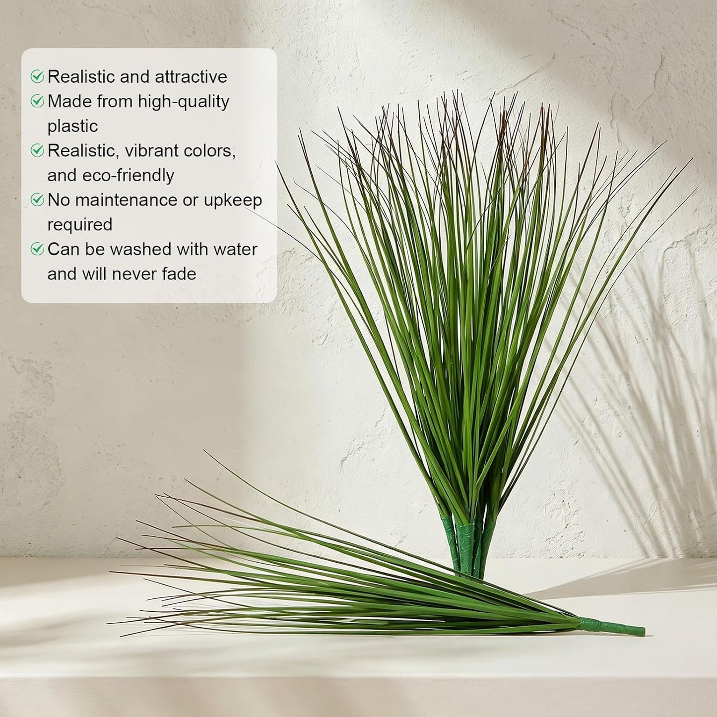 10 Pcs Artificial Onion Grass, 37cm Faux Shrubs Wheat Grass, Green | Fake Tall Gras Greenery Stems for Home Decor Indoor Outdoor Patio Garden Porch UV Resistant