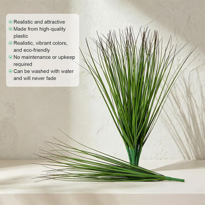 10 Pcs Artificial Onion Grass, 37cm Faux Shrubs Wheat Grass, Green | Fake Tall Gras Greenery Stems for Home Decor Indoor Outdoor Patio Garden Porch UV Resistant