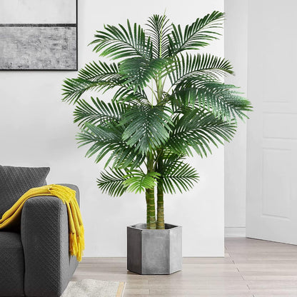 2 Pack Artificial Areca Palm Tree Plant, 6 Feet Fake Palm Tree for Indoor Outdoor Modern Decoration Faux Dypsis Lutescens Plants in Pot for Home Office Decor