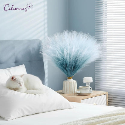 50pcs Faux Pampas Grass 17.7" Artificial Fluffy Pampas Grass Decor
