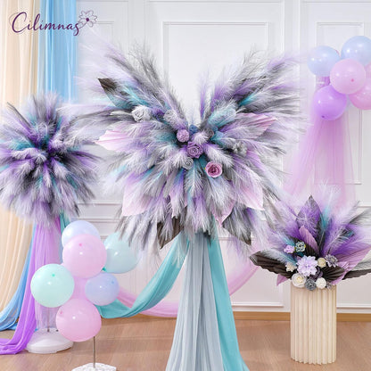 50pcs Faux Pampas Grass 17.7" Artificial Fluffy Pampas Grass Decor