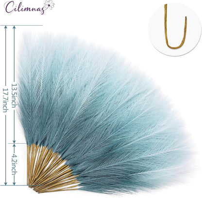 50pcs Faux Pampas Grass 17.7" Artificial Fluffy Pampas Grass Decor