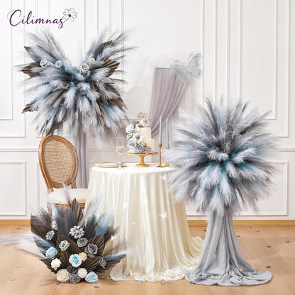 50pcs Faux Pampas Grass 17.7" Artificial Fluffy Pampas Grass Decor