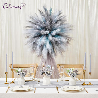 50pcs Faux Pampas Grass 17.7" Artificial Fluffy Pampas Grass Decor