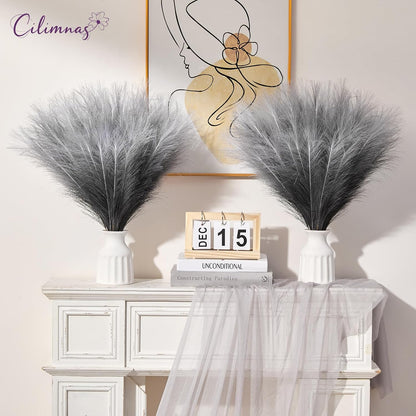 50pcs Faux Pampas Grass 17.7" Artificial Fluffy Pampas Grass Decor