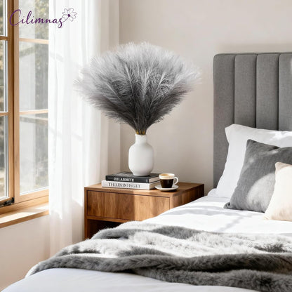 50pcs Faux Pampas Grass 17.7" Artificial Fluffy Pampas Grass Decor