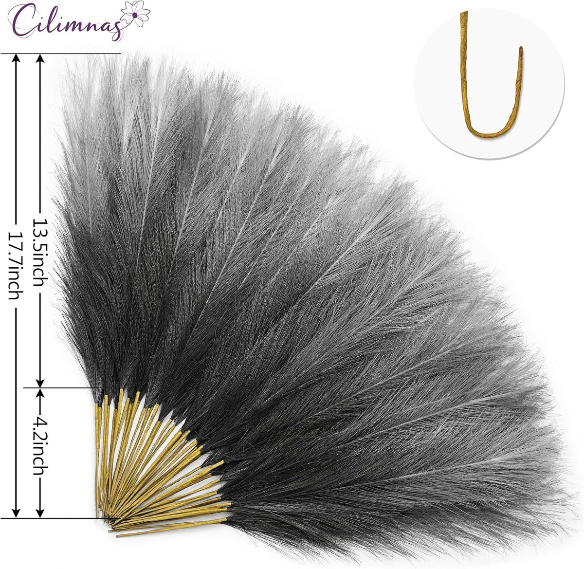 50pcs Faux Pampas Grass 17.7" Artificial Fluffy Pampas Grass Decor
