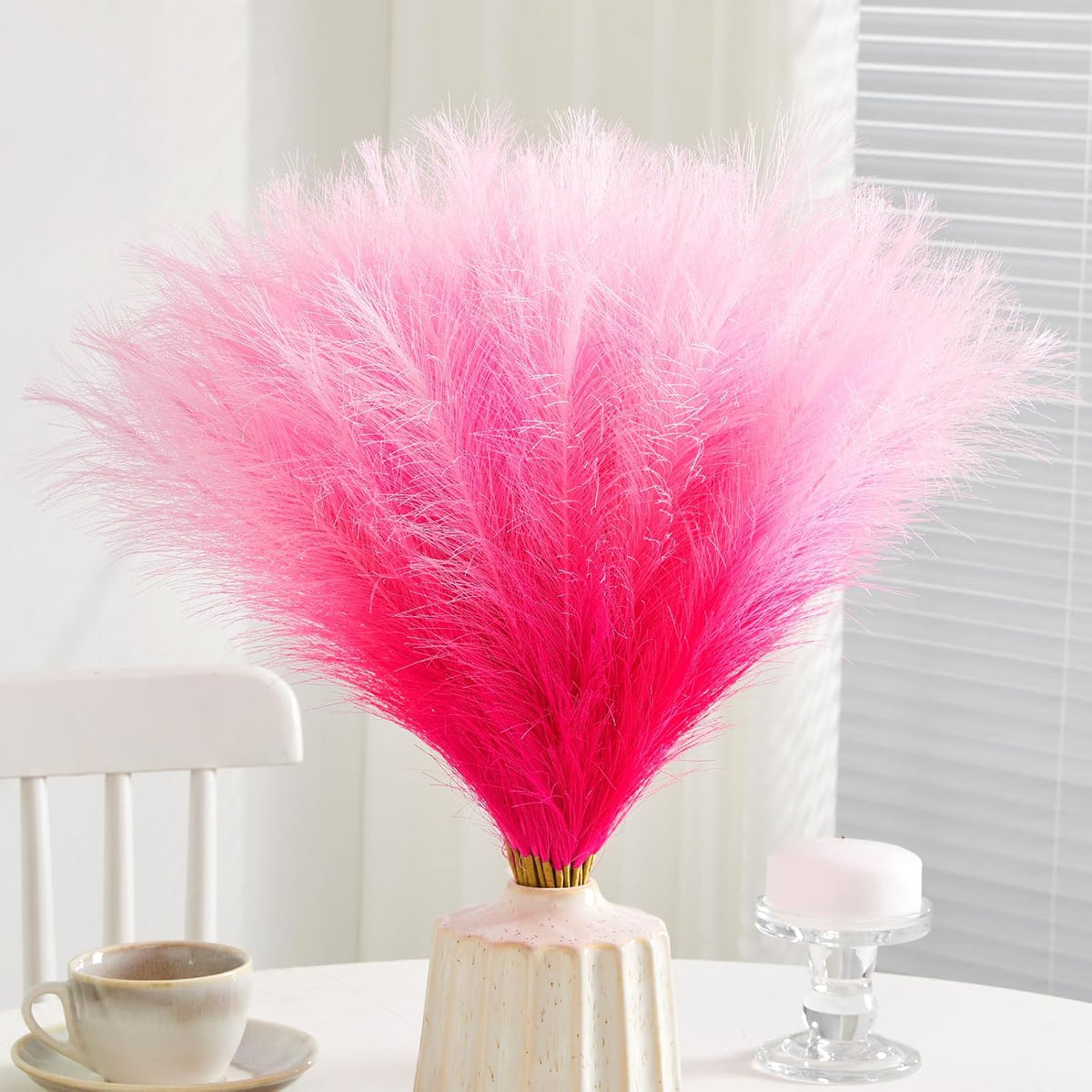 50pcs Faux Pampas Grass 17.7" Artificial Fluffy Pampas Grass Decor