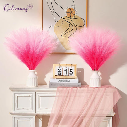 50pcs Faux Pampas Grass 17.7" Artificial Fluffy Pampas Grass Decor
