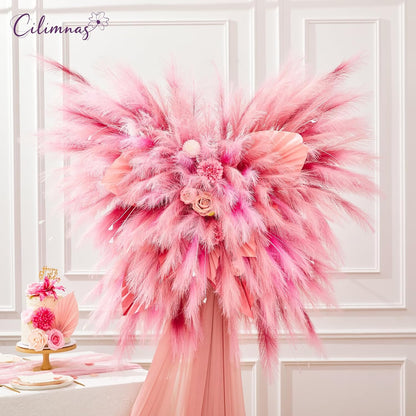 50pcs Faux Pampas Grass 17.7" Artificial Fluffy Pampas Grass Decor