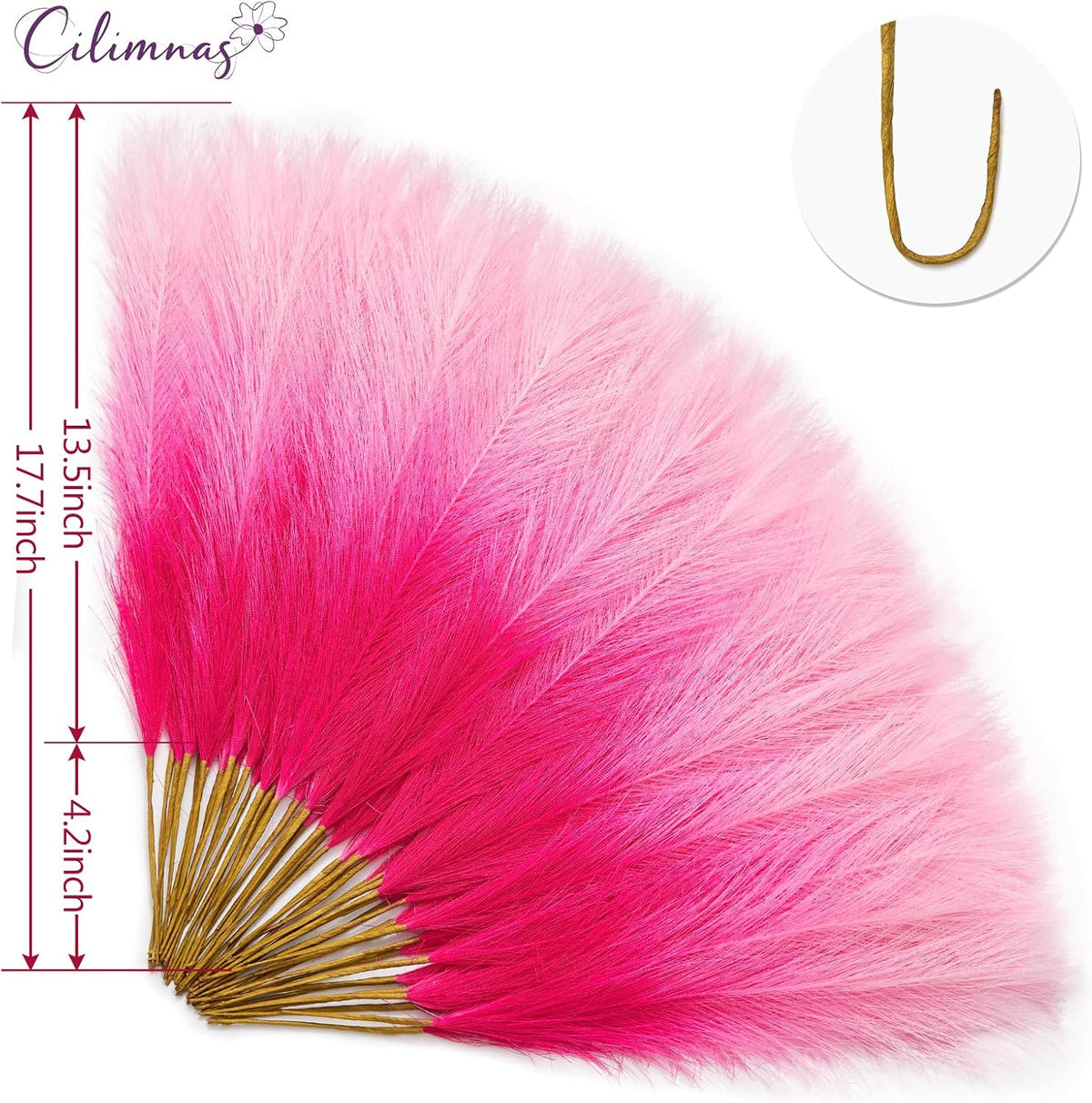 50pcs Faux Pampas Grass 17.7" Artificial Fluffy Pampas Grass Decor