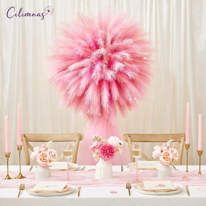 50pcs Faux Pampas Grass 17.7" Artificial Fluffy Pampas Grass Decor