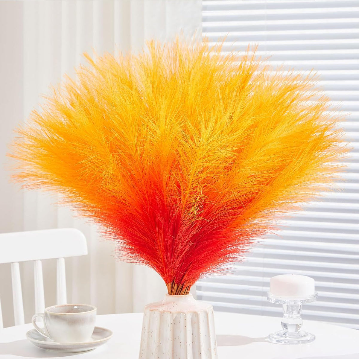 50pcs Faux Pampas Grass 17.7" Artificial Fluffy Pampas Grass Decor