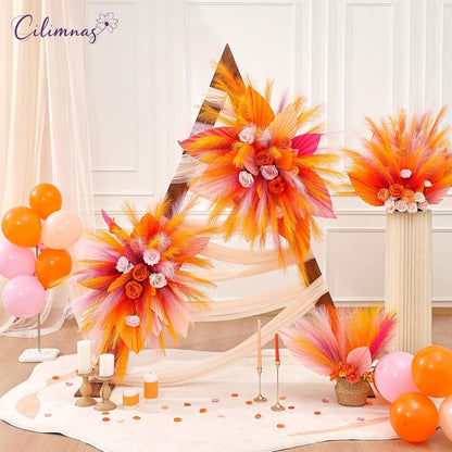 50pcs Faux Pampas Grass 17.7" Artificial Fluffy Pampas Grass Decor