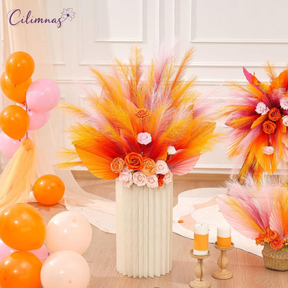 50pcs Faux Pampas Grass 17.7" Artificial Fluffy Pampas Grass Decor