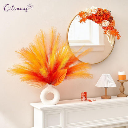 50pcs Faux Pampas Grass 17.7" Artificial Fluffy Pampas Grass Decor