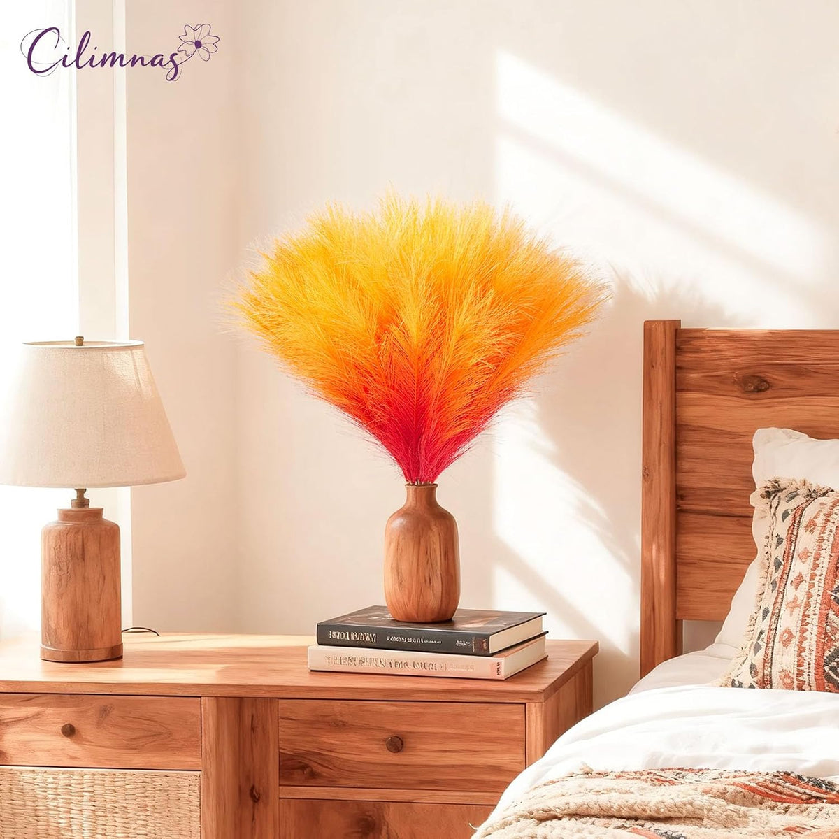 50pcs Faux Pampas Grass 17.7" Artificial Fluffy Pampas Grass Decor