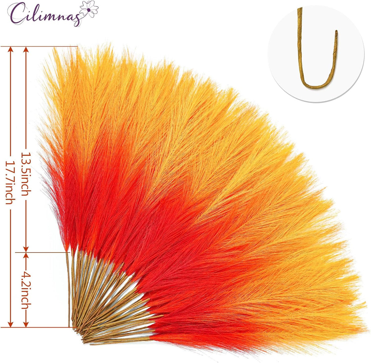 50pcs Faux Pampas Grass 17.7" Artificial Fluffy Pampas Grass Decor