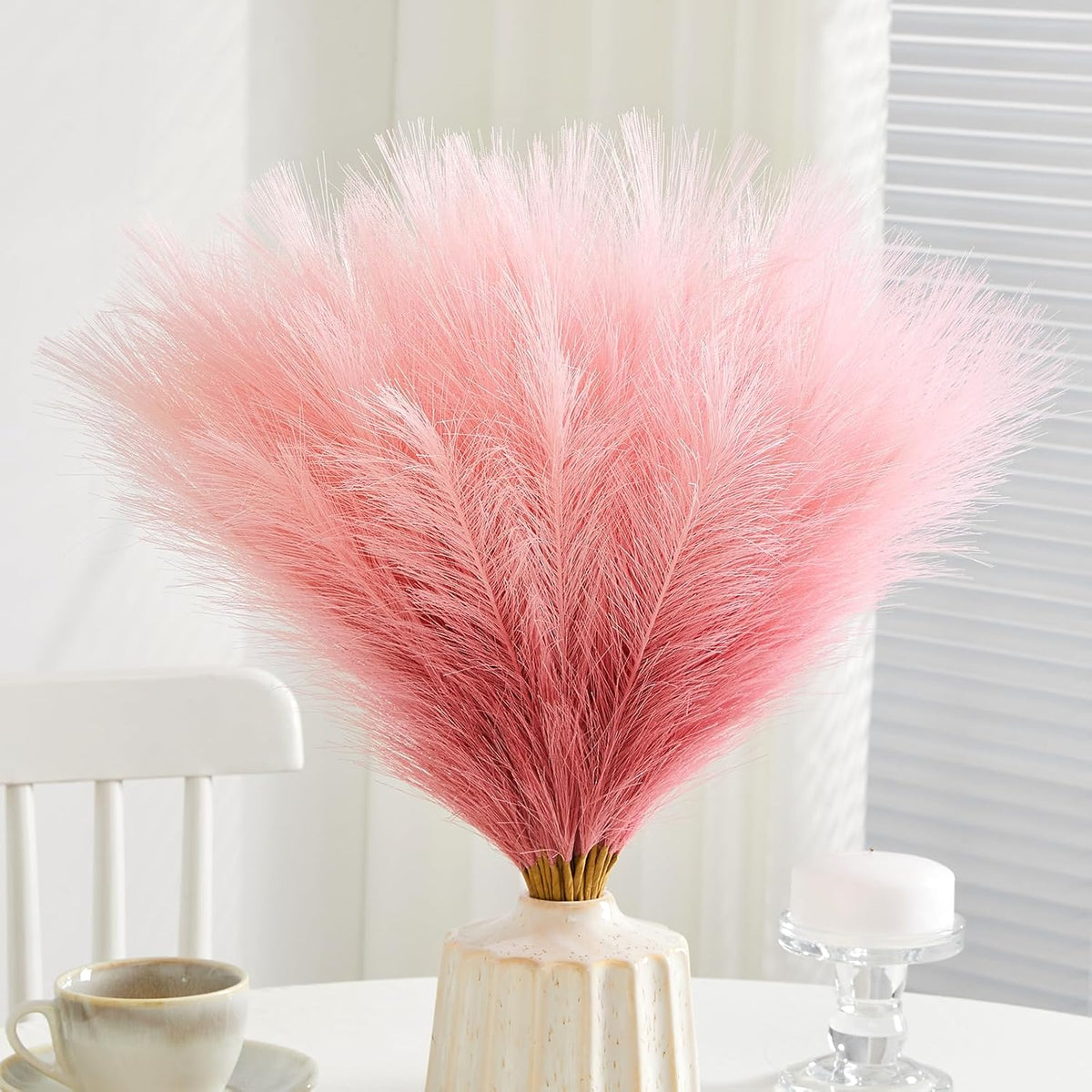 50pcs Faux Pampas Grass 17.7" Artificial Fluffy Pampas Grass Decor