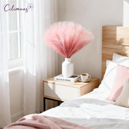 50pcs Faux Pampas Grass 17.7" Artificial Fluffy Pampas Grass Decor