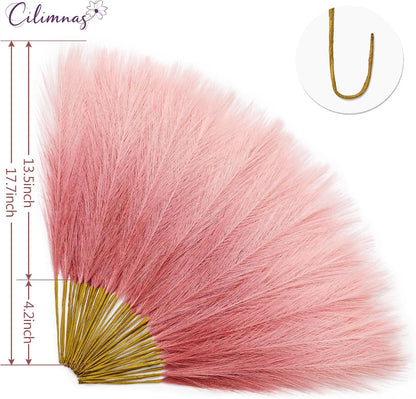 50pcs Faux Pampas Grass 17.7" Artificial Fluffy Pampas Grass Decor