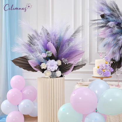 50pcs Faux Pampas Grass 17.7" Artificial Fluffy Pampas Grass Decor