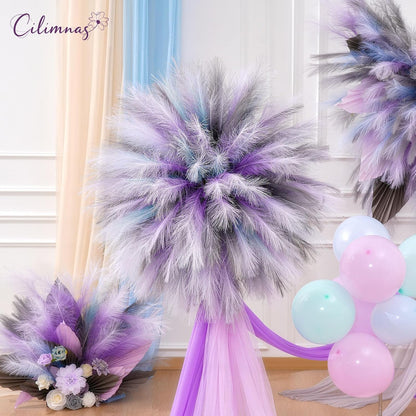 50pcs Faux Pampas Grass 17.7" Artificial Fluffy Pampas Grass Decor