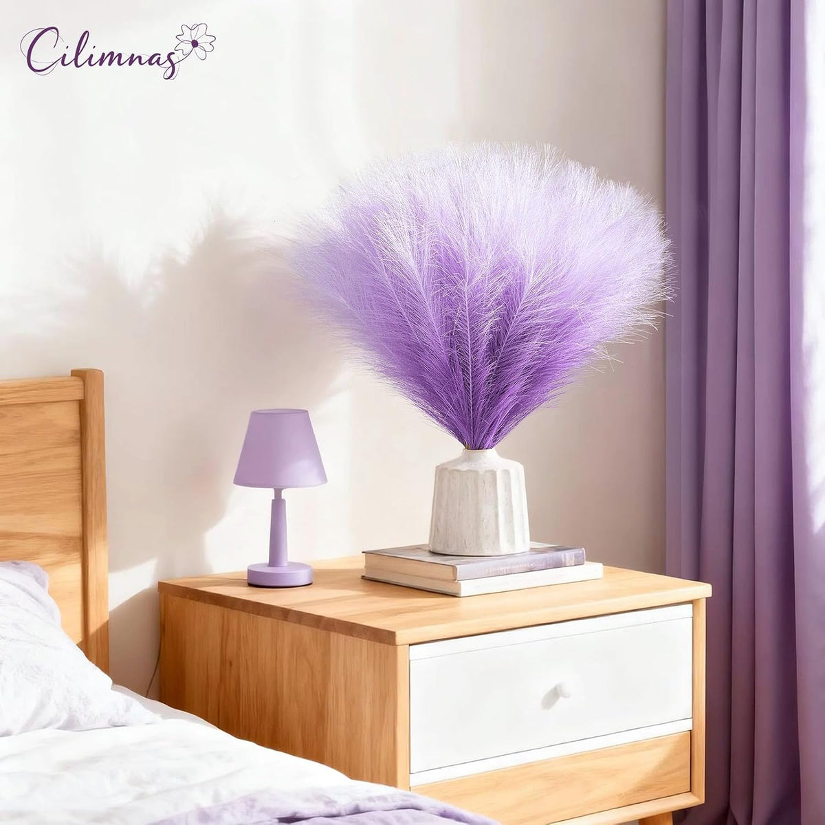 50pcs Faux Pampas Grass 17.7" Artificial Fluffy Pampas Grass Decor