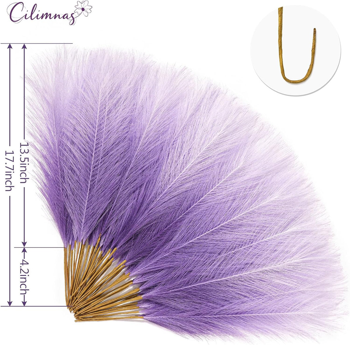 50pcs Faux Pampas Grass 17.7" Artificial Fluffy Pampas Grass Decor